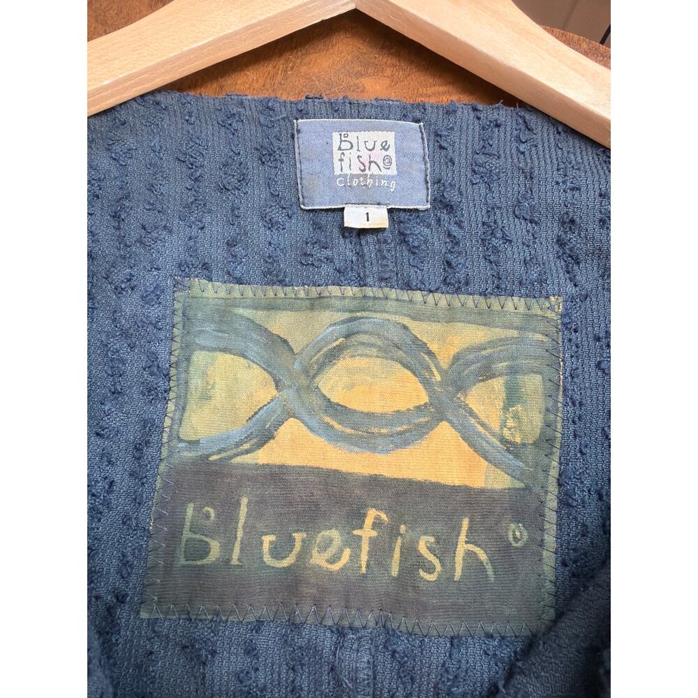 Blue Fish Blue Hand-Printed Long Cotton Jacket Made in USA Size 1 LG / XL - Picture 8 of 11
